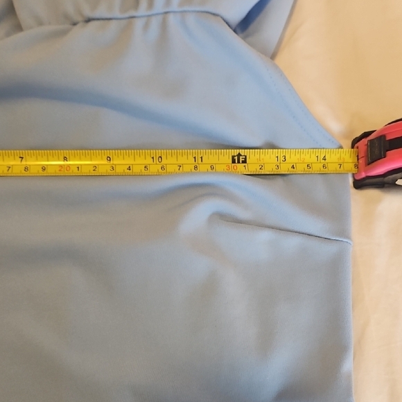 Maternity Boohoo Blue Off-Shoulder Sheath Dress with Ruffled Overlay - Picture 3 of 5